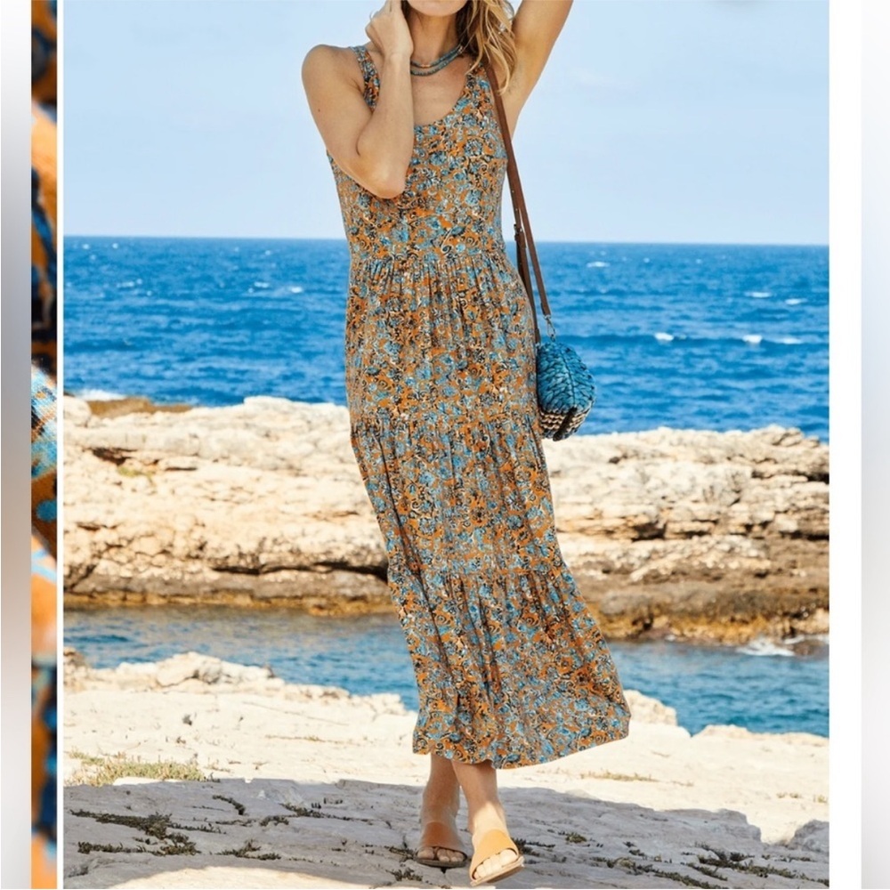 Peruvian Connection Amalfi Maxi Dress in Mandarin Floral, Size XL - Picture 2 of 10